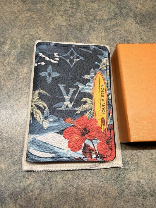 NEW Louis Vuitton Pocket Organizer Monogram Surfin’ Blue Bifold Wallet M83498