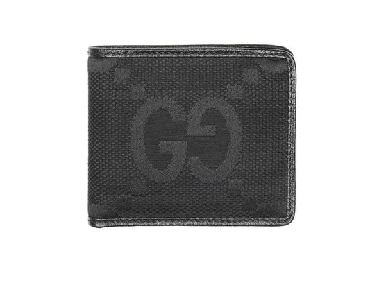NEW GUCCI BLACK CANVAS LEATHER JUMBO GG BI-FOLD WALLET W/BOX