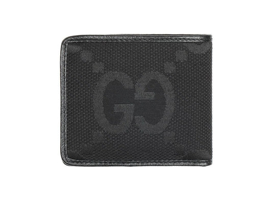 NEW GUCCI BLACK CANVAS LEATHER JUMBO GG BI-FOLD WALLET W/BOX